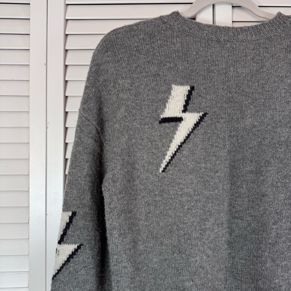 Rails Cashmere Soft Wool Blend Lightning Bolt Gray Sweater Luxury Soft Size XS - Picture 7 of 9